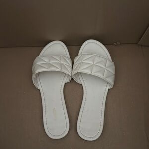 Elegant White Quilted Slide Sandals